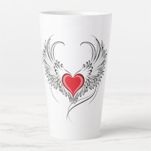 Tasse Latte Red Angel Coeur avec ailes
