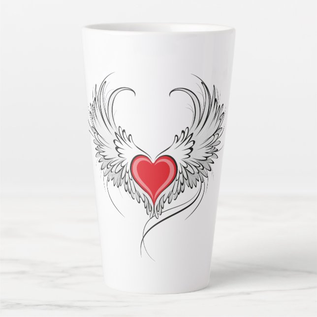 Tasse Latte Red Angel Coeur avec ailes (Devant)