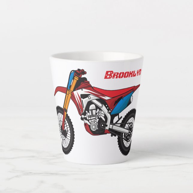 Tasse Latte Red dirt bike motorcycle (Devant)