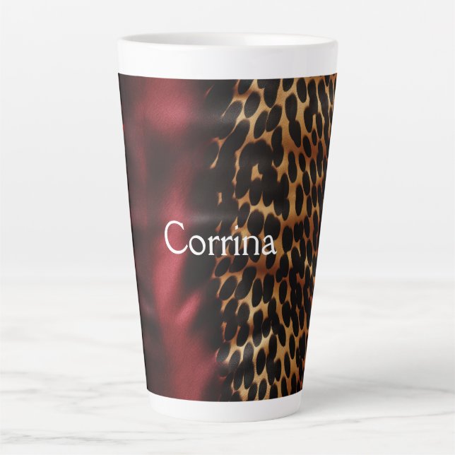 Tasse Latte Red Gold Faux Cowgirl Southwest Cowhal Nom (Devant)
