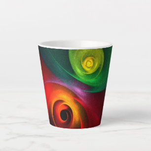 Tasse Latte Red Green Yin Yang Moderne Motif d'art Abstrait #2