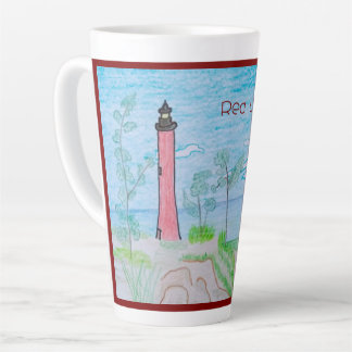 Tasse Latte Red Lighthouse Red Outline