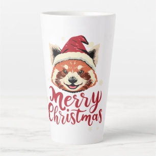 Tasse Latte Red Panda Joyeux Noël