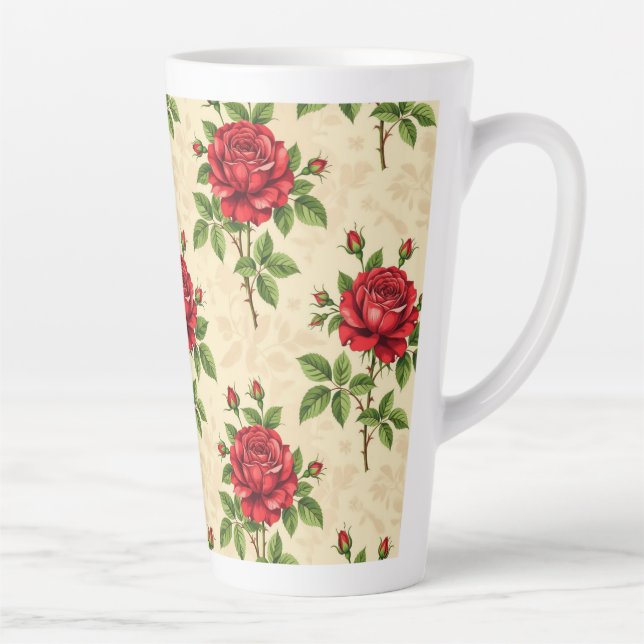 Tasse Latte Red rose vintage pattern (Droite)