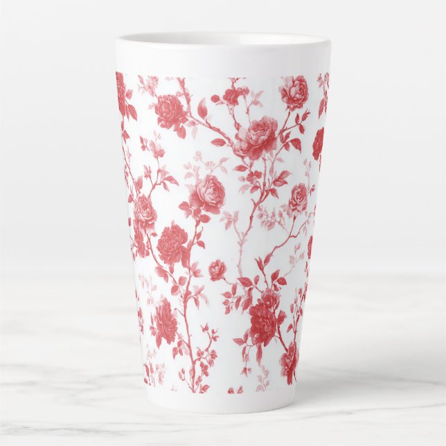 Tasse Latte Red Roses Floral (Devant)