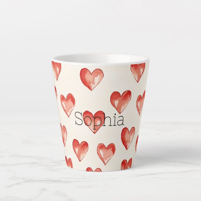 Tasse Latte Red Sweet Hearts Saint Valentin (Devant)