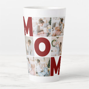 Tasse Latte Red & White 6 Photo Collage Maman