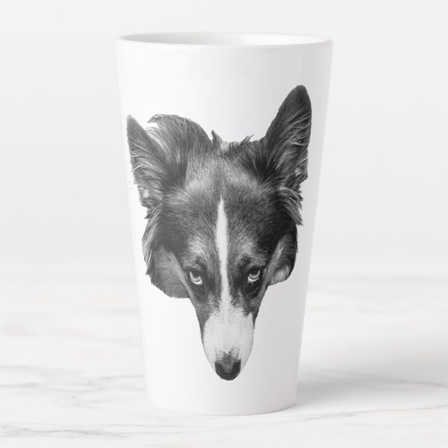 Tasse Latte regard doux corgi calme (Devant)