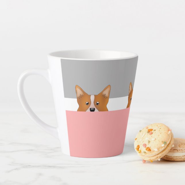 Tasse Latte "Regarde un boo" Chien de Corgi | (En situation)