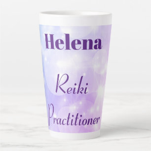 Tasse Latte Reiki personnalisé Praticien scintillant conceptio