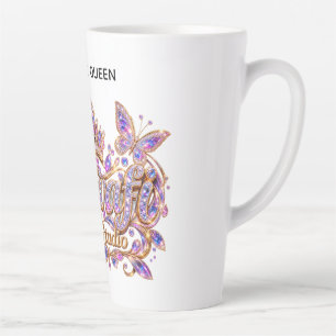 Tasse Latte Reine de cristal Élégance florale rose