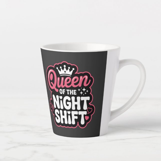 Tasse Latte Reine de l'équipe de nuit Couronne drôle rose infi (Droite)