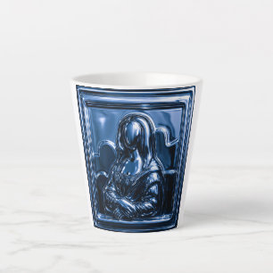 Tasse Latte Relief Chrome Bleu Mona