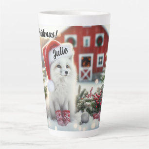 Tasse Latte Renard blanc personnalisé avec grange