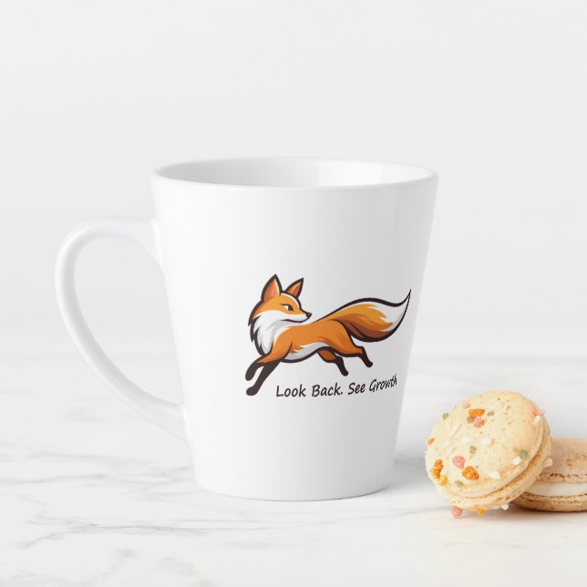 Tasse Latte Renard Élégant en Course "Regarde en arrière. Vois (En situation)