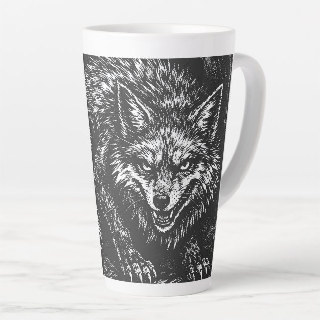 Tasse Latte Renard rusé de la forêt — par BurnsInHell (Angle droit)