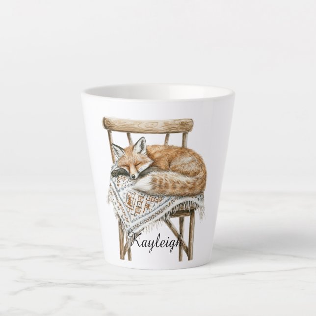 Tasse Latte Renard sur chaise Noël (Devant)