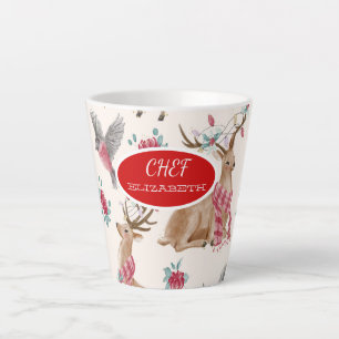 Tasse Latte Rennes Adorables, Oiseaux, Fleurs