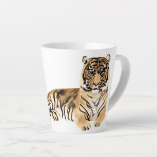 Tasse Latte Repose du tigre d'aquarelle