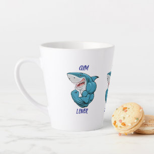 Tasse Latte Requin amateur de gym – Création drôle de requin d