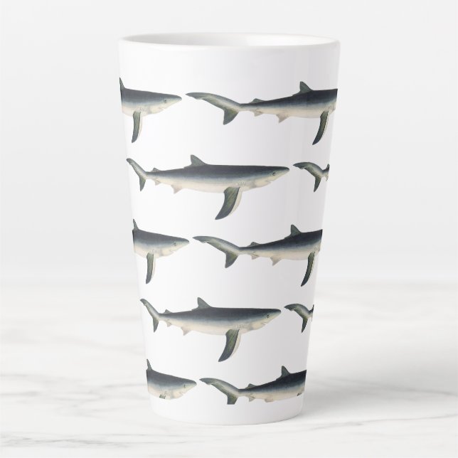 Tasse Latte Requin bleu vintage, Vie marine aquatique (Devant)