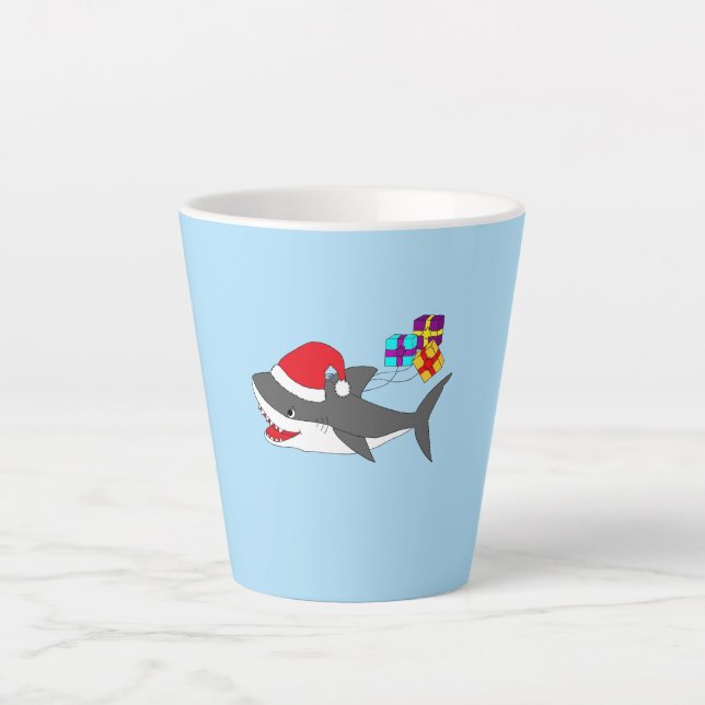 Tasse Latte Requin de Noël (Devant)