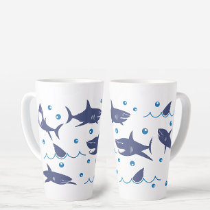 Tasse Latte Requins et vagues Amateurs de requins