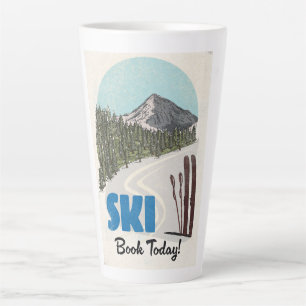Tasse Latte Réservez Ski aujourd'hui art ski vintage.