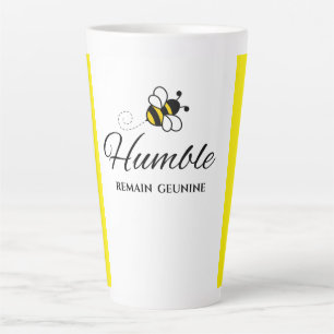 Tasse Latte  RESTEZ AUTHENTIQUE ABEILLE HUMBLE Blanc Jaune Cér
