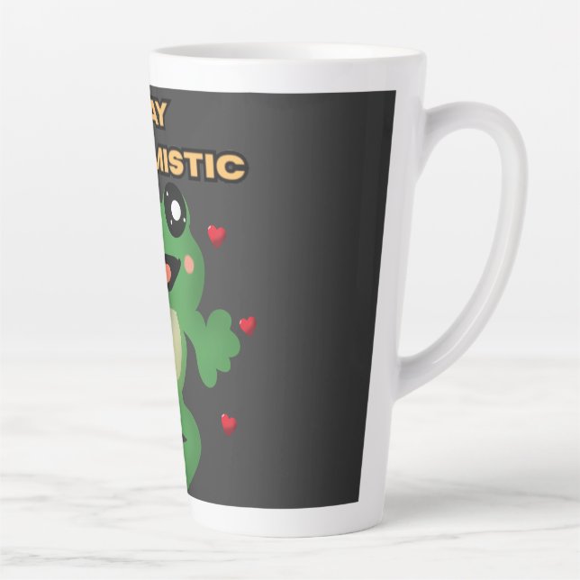 Tasse Latte Restez Hoptimiste Grenouille Mignonne Pun Drôle Ca (Droite)