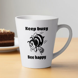 Tasse Latte Restez Occupé Soyez Heureux Occupé Bee Motivationa