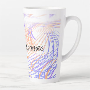 Tasse Latte Résumé aquarelle orange violet ajouter nom texte t