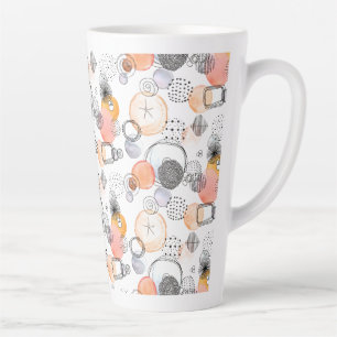 Tasse Latte Résumé moderne Joli Motif Doodle rose