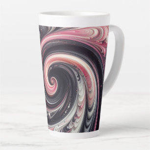 Tasse Latte Résumé Moderne Tourbillonnant Rose, Noir et Blanc 