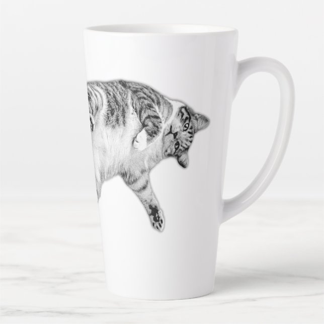 Tasse Latte Retourner en noir et blanc (Droite)