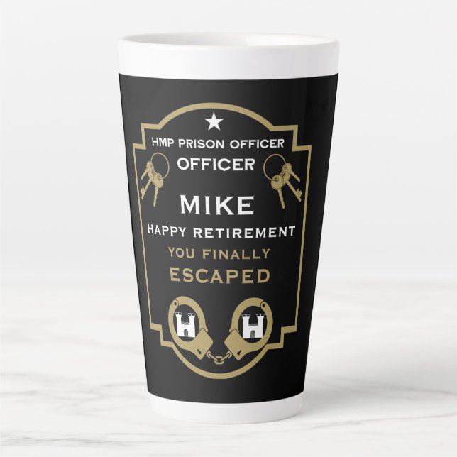 Tasse Latte Retraite de l'agent pénitentiaire HMP (Devant)