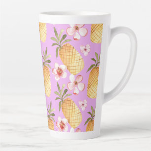 Tasse Latte Retro ananas tropical imprimé sur arrière - plan l