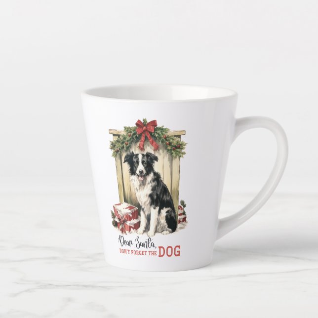 Tasse Latte Rétro cher Père Noël n'oubliez pas le chien Noël (Droite)