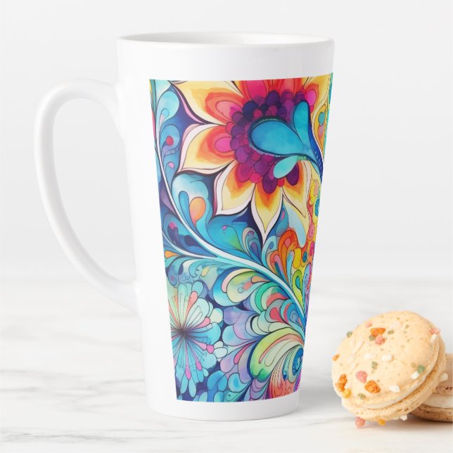Tasse Latte Rétro Hippsychedelique 70s 60s Hip (En situation)