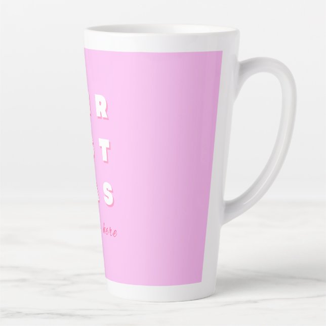Tasse Latte Retro Joyeux Noël rose Décor de vacances Preppy (Droite)