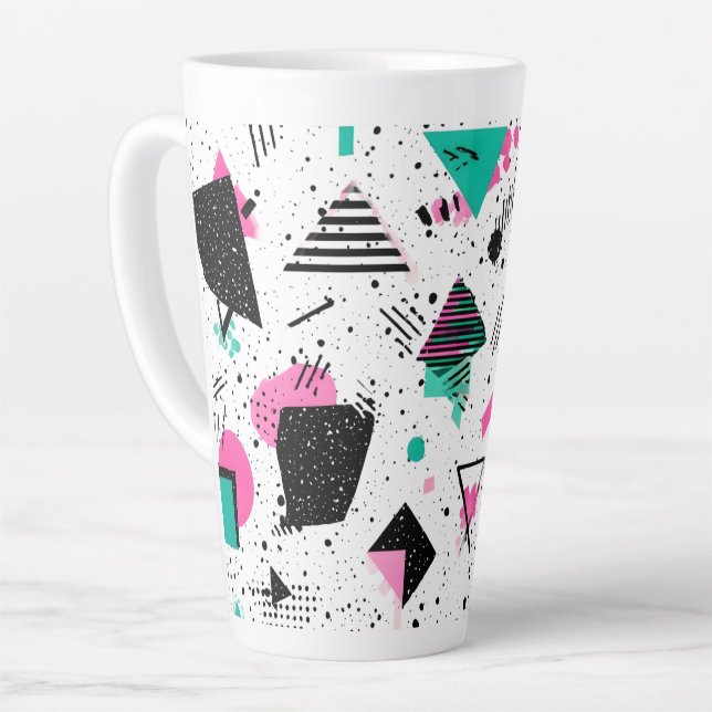 Tasse Latte Retro Memphis Geometric Pattern (Angle gauche)