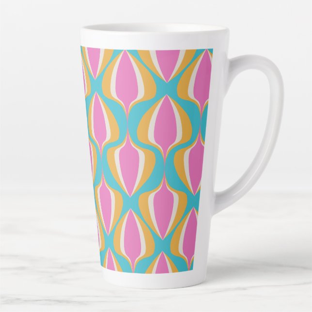 Tasse Latte Retro Ogee Blue Orange Pink (Droite)