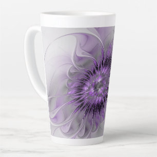 Tasse Latte Rêve de fleur de lavande Art fractal abstrait mode