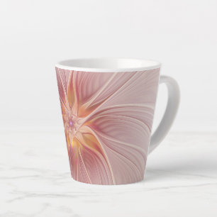 Tasse Latte Rêve floral rose tendre Art fractal abstrait Fleur