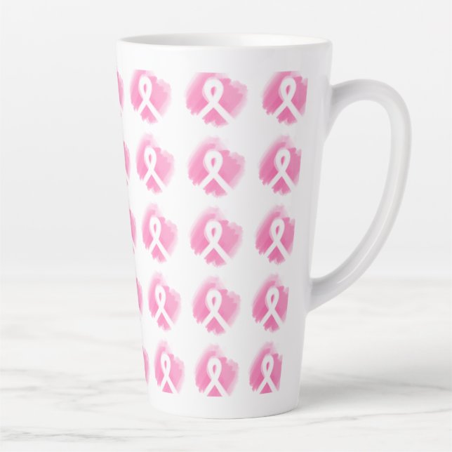 Tasse Latte Ribbon de sensibilisation au cancer du sein Aquare (Droite)