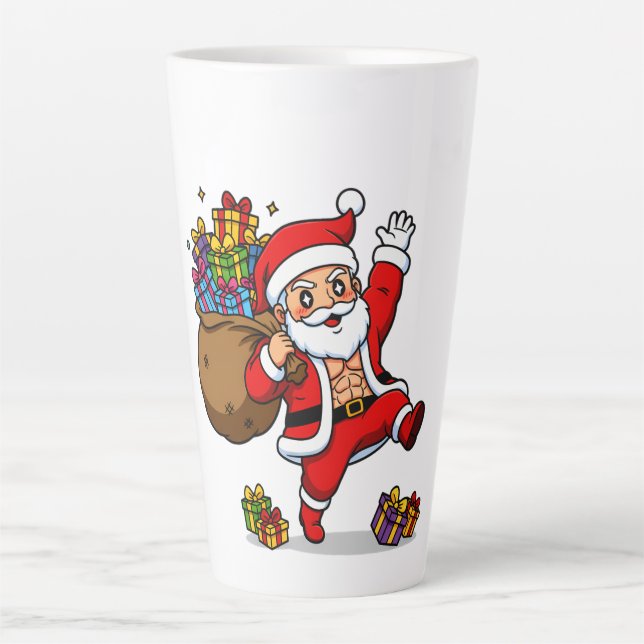 Tasse Latte Ripped Santa Christmas | Muscular Claus & Holiday  (Devant)