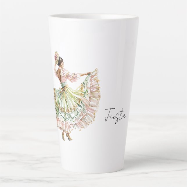 Tasse Latte Robe de danse de fiesta mexicaine (Devant)
