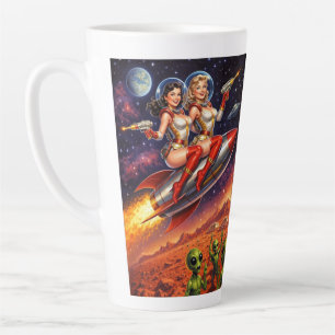 Tasse Latte Rocket Girls contre la Menace Martienne Rétro Sci-