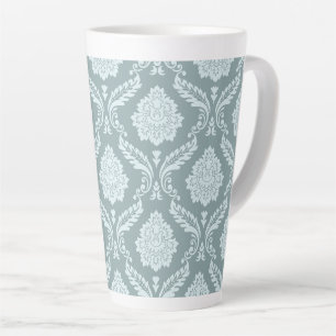 Tasse Latte Rococo Damassé Grand Motif Bleu Œuf de Canard + Sa