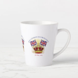 Tasse Latte Roi Charles III Couronne de couronnement et drapea